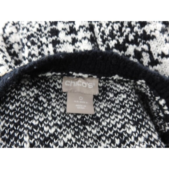 Cicos Women’s Cardigan Sweater Sz 0 Black White Houndstooth Open Front Tweed - Picture 10 of 12